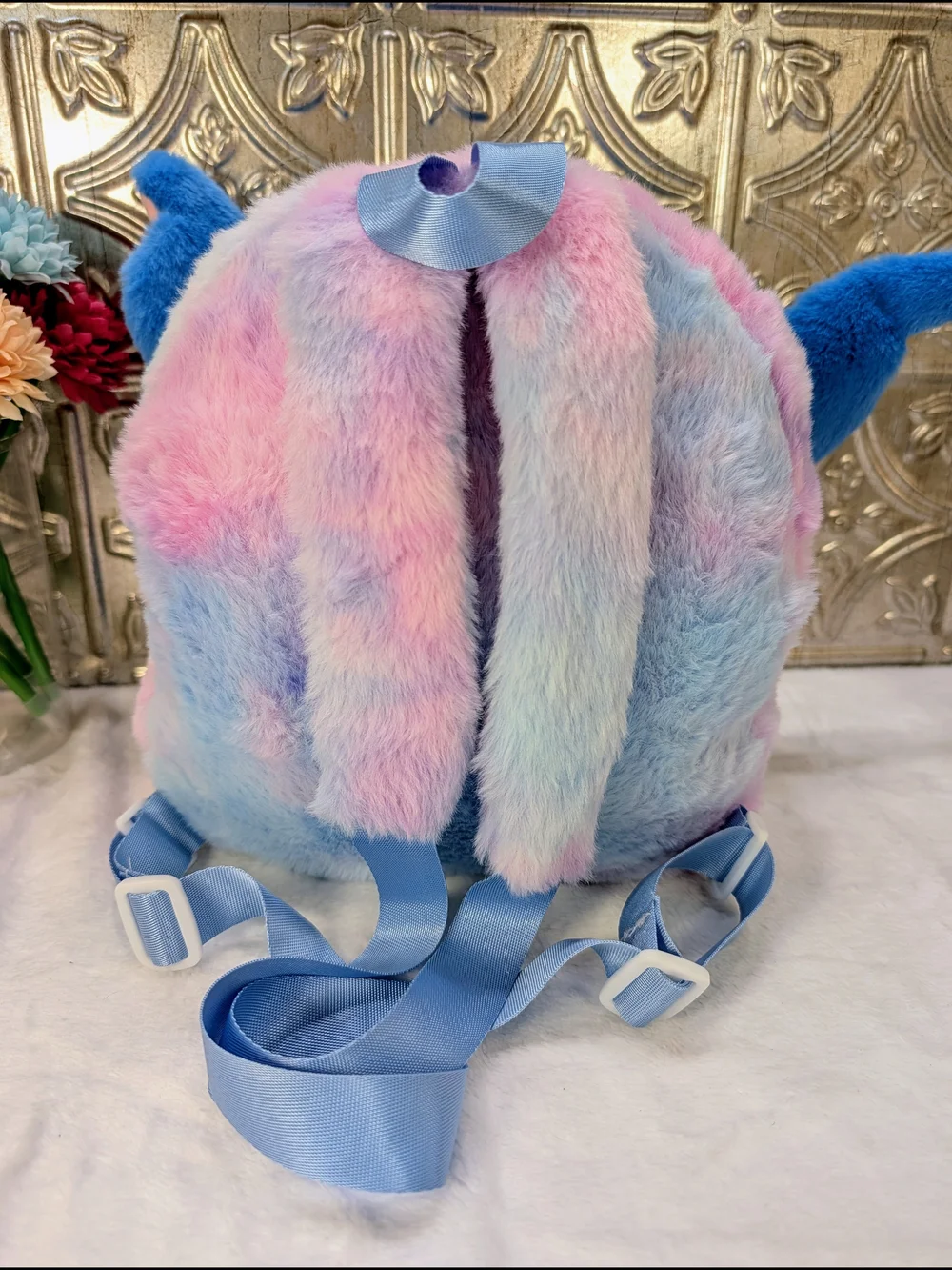 Plush Stitch Character Kids Backpack - Blue & Pastel Pink